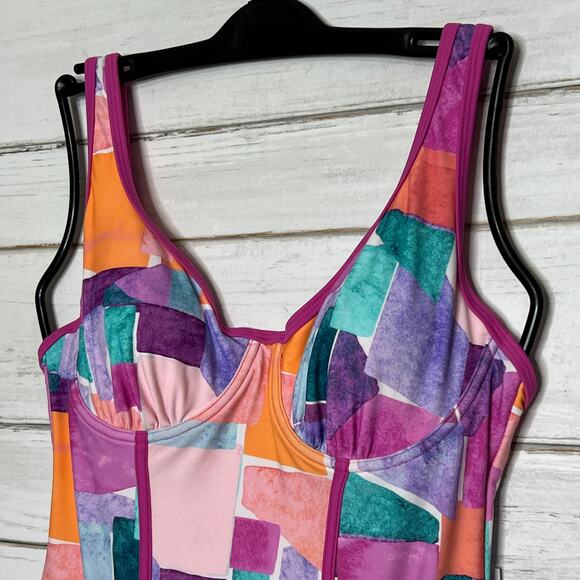 Nanette Lepore Color Block Molded One Piece Swimsuit Size 10 - Picture 7 of 10